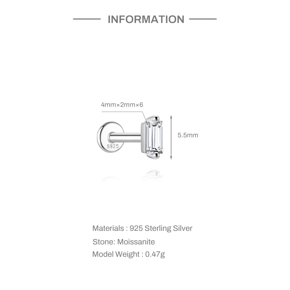 CANNER 1PC Flower Moissanite 925 Sterling Silver Piercing Ear Stud For Women Love Eight-pointed star Stud Earrings Fine Jewelry