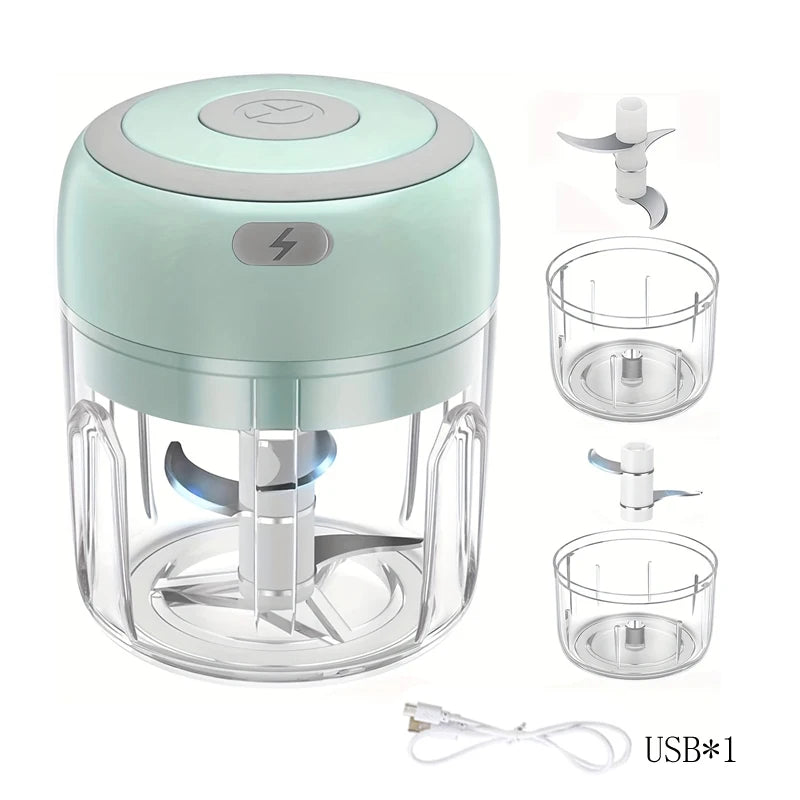 Mini Electric Food Chopper – Portable USB Rechargeable Vegetable Cutter