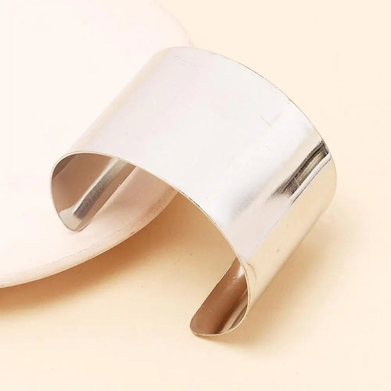 Unisex Wide Open Cuff Bracelet – Gold & Silver Tone Adjustable Metal