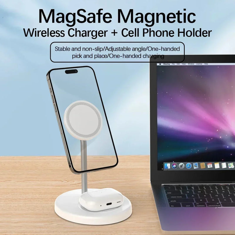 Upgraded 30W Magnetic 2 in 1 Wireless Charger Stand For iPhone 15 14 13 12 Pro Max AirPod Pro Fast Phone Charging Station Holder