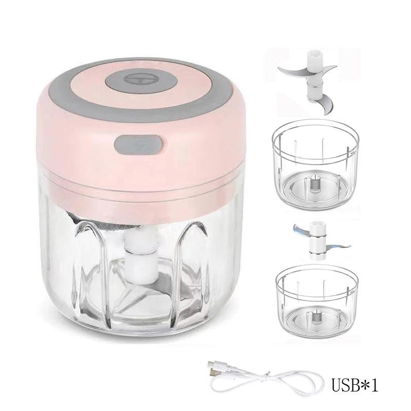 Mini Electric Food Chopper – Portable USB Rechargeable Vegetable Cutter