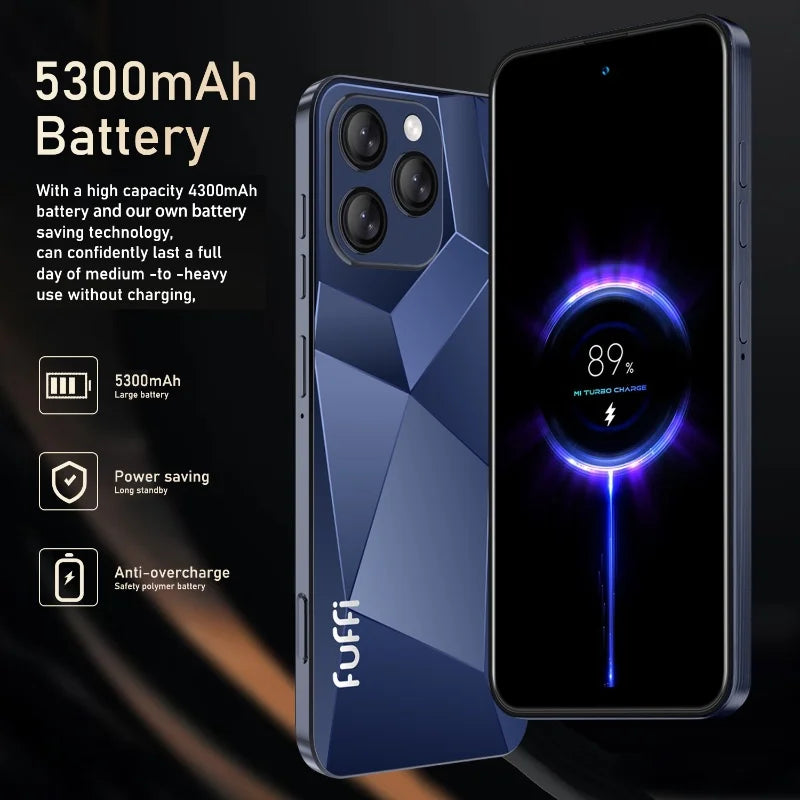 Global Vision I16 Pro Smartphone 5G Android 5300mAH 12GB RAM 512G ROM 6.56Inch 1080x2640HD 24+48MP 4G Network Mobile Phone
