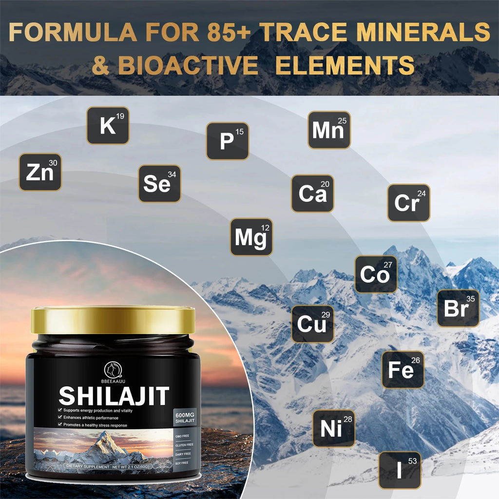 Pure Shilajit Resin Original Mineral Health Supplement Non-GMO Brain Memory Cognitive Energy Health