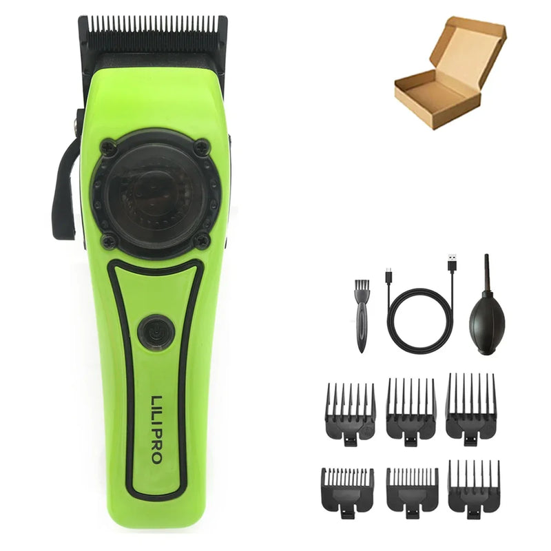 Professional LILIPRO L61 Men’s Hair Clipper with 8000RPM motor, DLC steel blades & 180min battery. Cordless, USB rechargeable, with cooling fan.