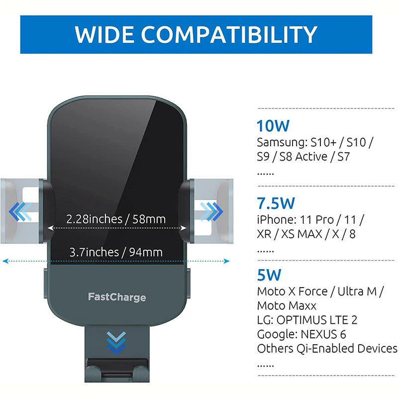 Car Phone Holder 15W Fast Charging Windshield Car Wireless Charging Holder Air Vent Car Mount For Chevrolet Buick Audi BMW