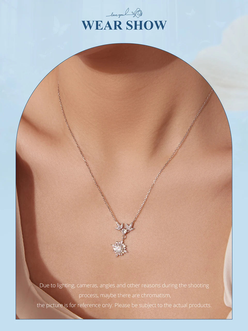 Necklace Vintage Engraved 925 Sterling Silver Round Cut Diamond for Women Twinkling Engagement Gift
