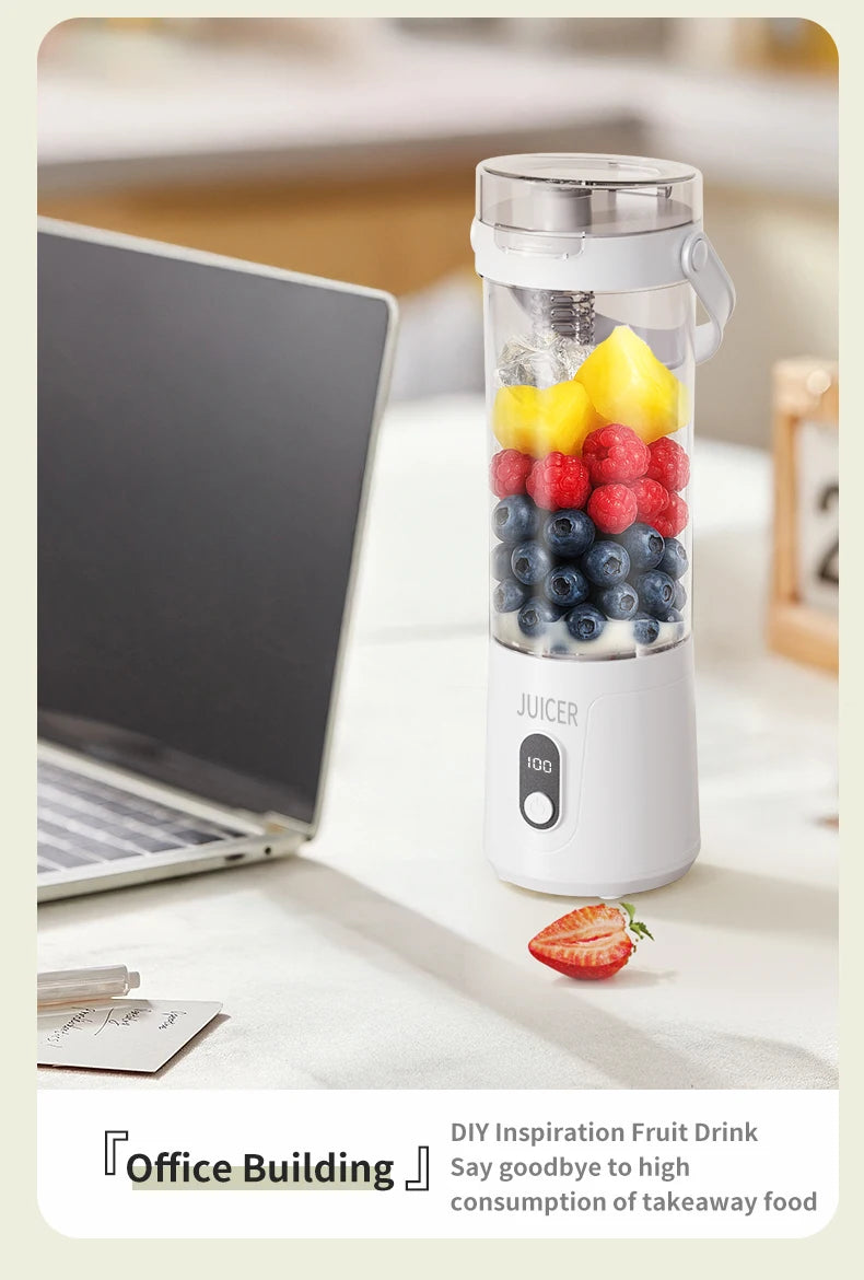 Portable Blender 600ML Electric Juicer Rechargeable 4000mAh USB Fruit Mixer Personal Smoothie Maker Outdoor Fresh Fruit Blender