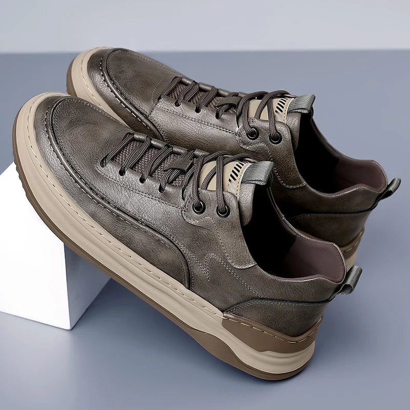 Sport Shoes Genuine Leather Men's Shoes  Brand Casual Shoes Lace up Mens Sneakers Italian Breathable Tenis  Skateboard Shoe