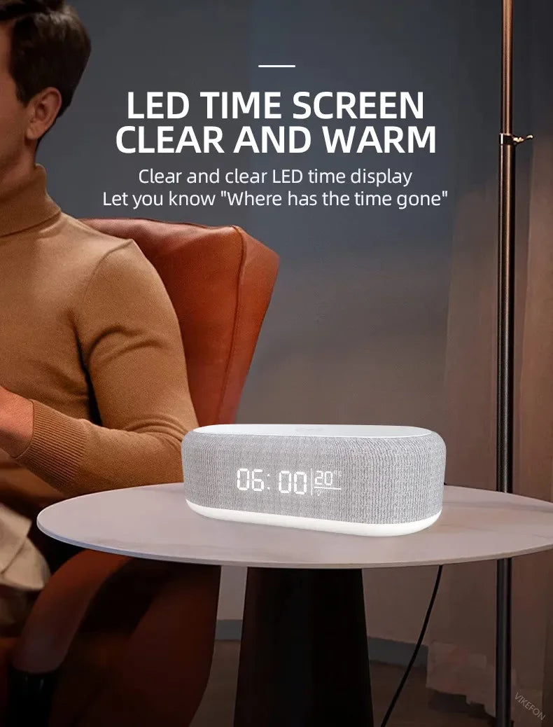 Wireless Chargers Pad Stand Phone 15W Fast Charging Dock Alarm Bedroom Lamp Night Light Desktop Clock Temperature Thermometer