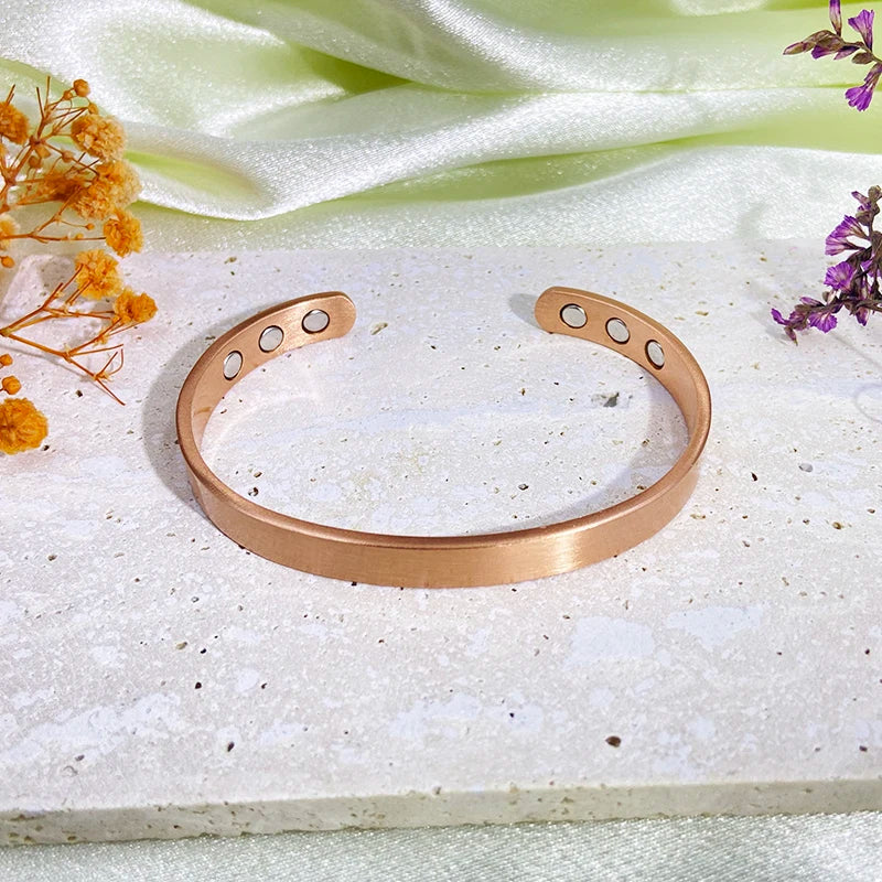 Fashion Pure Copper Magnetic Bracelet for Women Men Cuff Adjustable Size Bangles Arthritis Health Solid Copper Jewelry