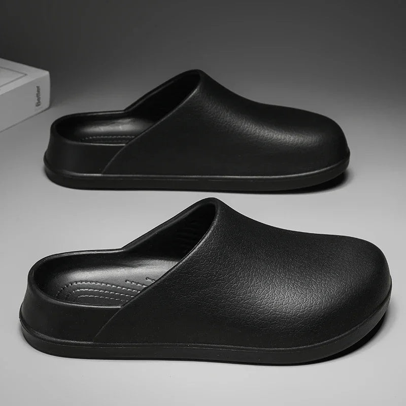 Mens Kitchen Chef Shoes Waterproof Garden Clogs Closed Toe Half Shoes Rubber Slippers Restaurant Hotel Working Summer Beach