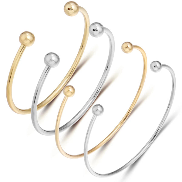 Unisex Silver-Plated Round Cuff Bracelet – Trendy Adjustable Design