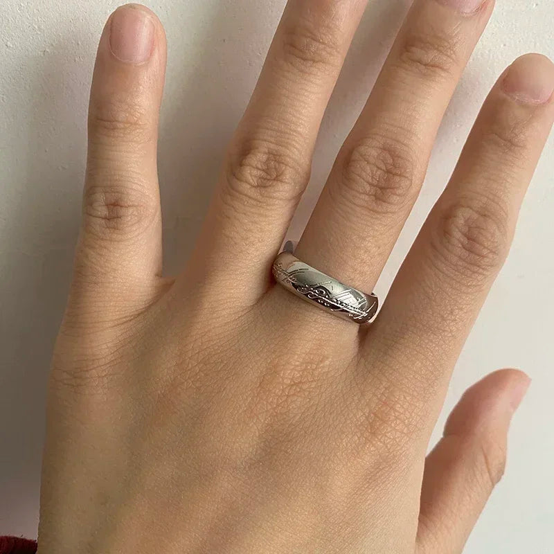 Language Rings for Unisex Fashion Accessories Stainless Steel Jewelry