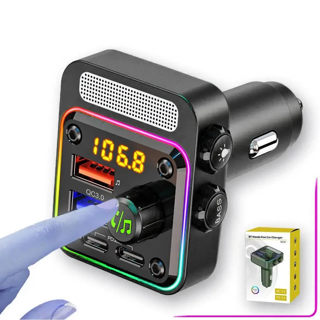 HM13X Car Bluetooth MP3 Player Dual PD 36W Fast Charge Lossless HIFI Music Car FM Transmitter Cigarette Lighter Charger Adapter