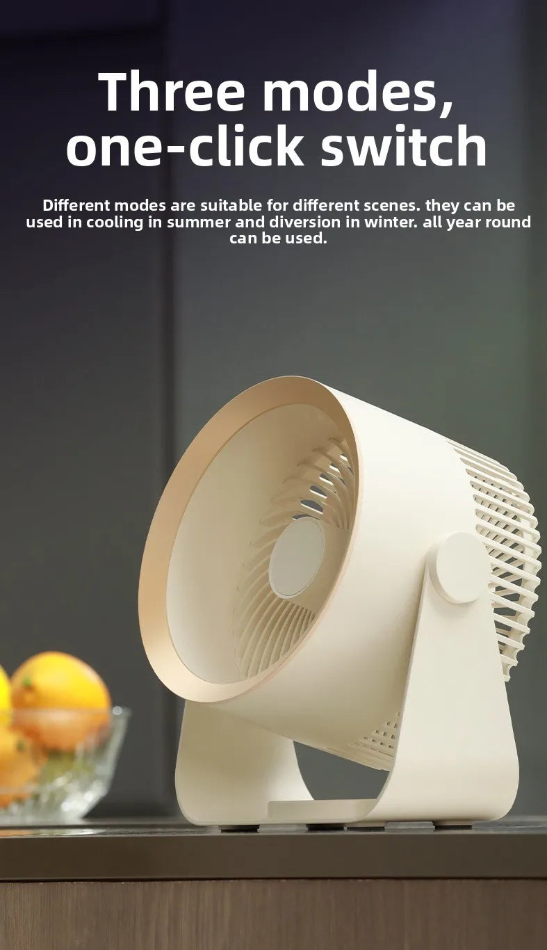 Portable Rechargeable Electric Fan Circulator – Quiet Wireless Desktop Cooling Fan for Home & Office