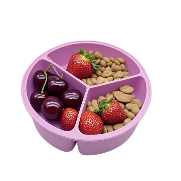 Silicone Divided Plate – Round Non-Slip Food Tray for Kids & Adults”
