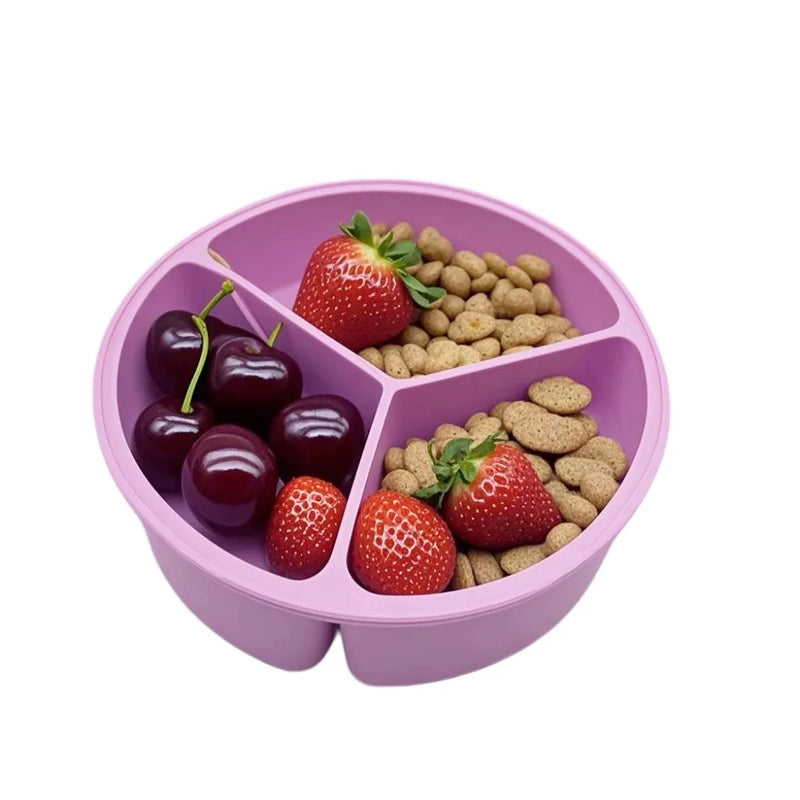 Silicone Divided Plate – Round Non-Slip Food Tray for Kids & Adults”