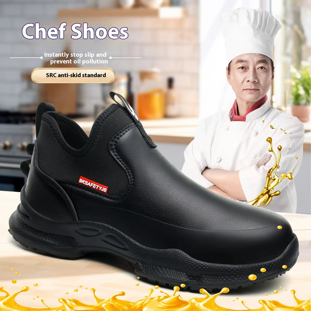 Chef Shoes Four Seasons Anti Slip Oil Resistant Business Casual Men's Work Shoes Fashion Comfort Soft Soled Waterproof Shoes