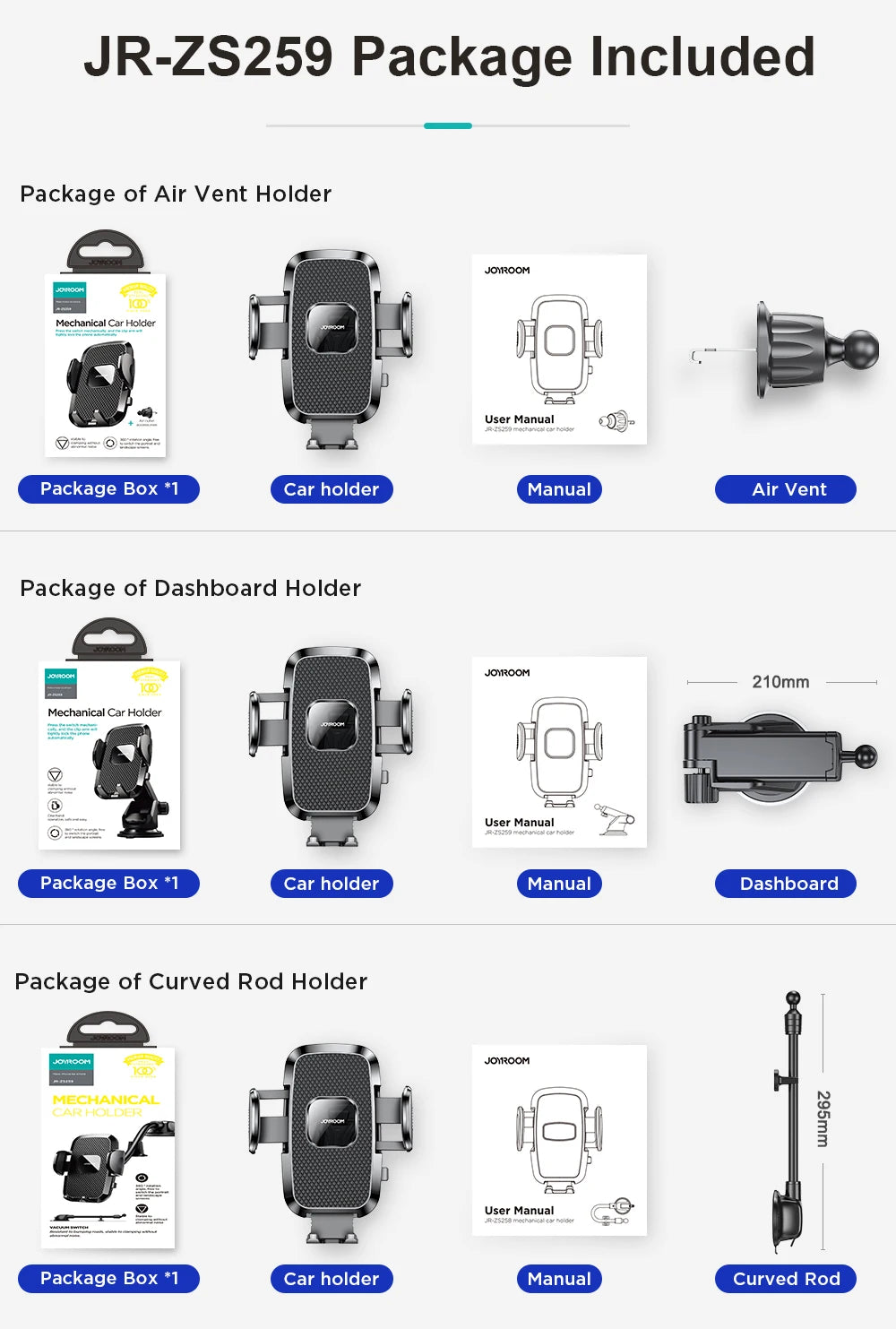 Car Phone Holder Mount 360° Widest View Universal Handsfree Auto Air Vent Flexible Long Arm Phone Mount