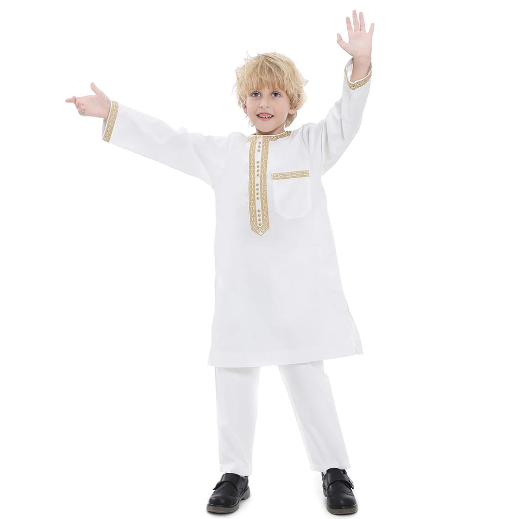 Boys Islamic Thobe – Kids Long Sleeve Traditional Robe