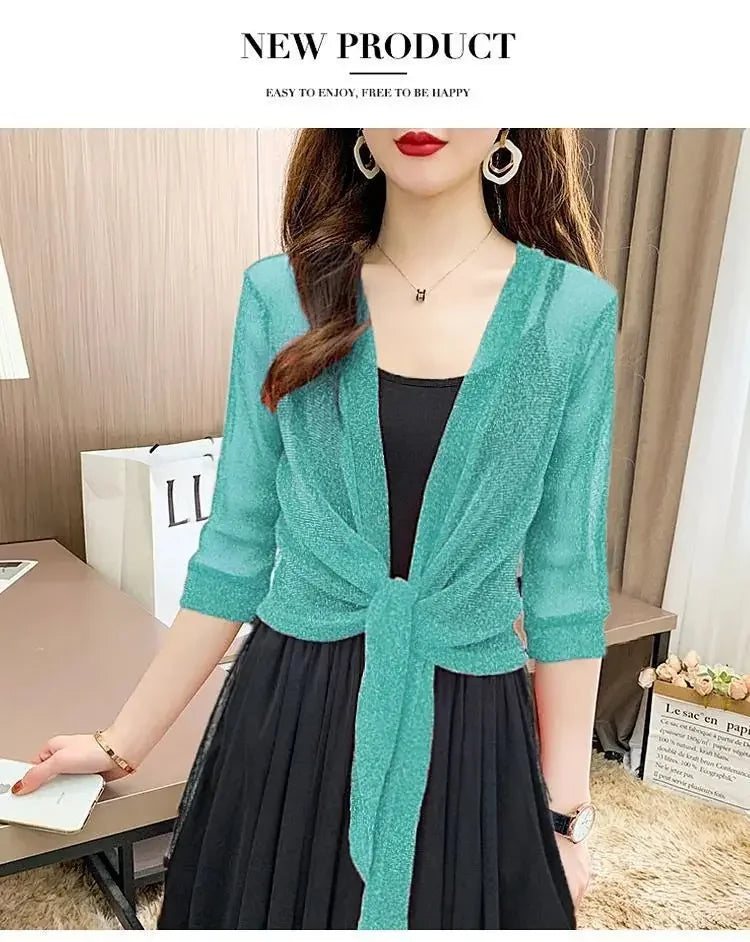 Breathable Plus Size Lace Cropped Shrug Cardigan Women's 2025 Summer Oversized Mesh Cover Up Bolero Beach Outerwear Women Tops