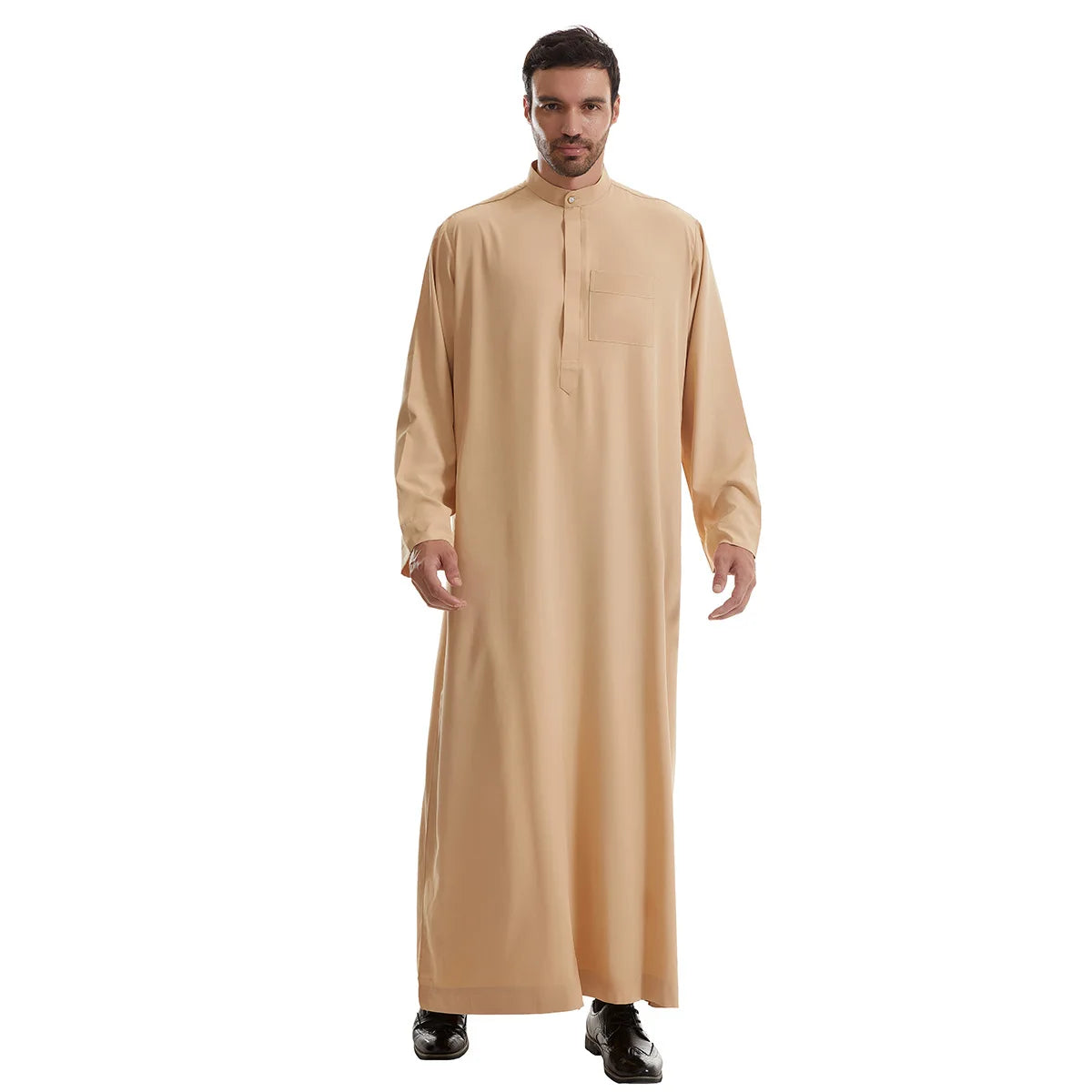 Men’s Muslim Abaya Kaftan Thobe – Long Sleeve Pullover Robe