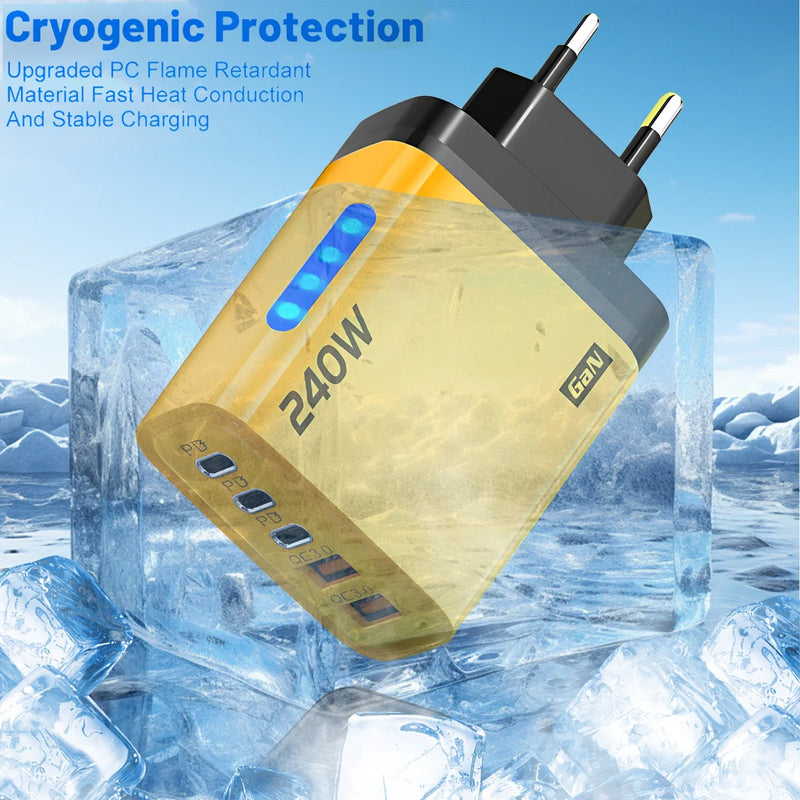 Xiaomi 240W 5 in 1 GaN Desktop Charger Fast Charging Adapter 10A USB To TypeC Cable 3PD 2 USB Charger For IPhone 16 15pro Laptop