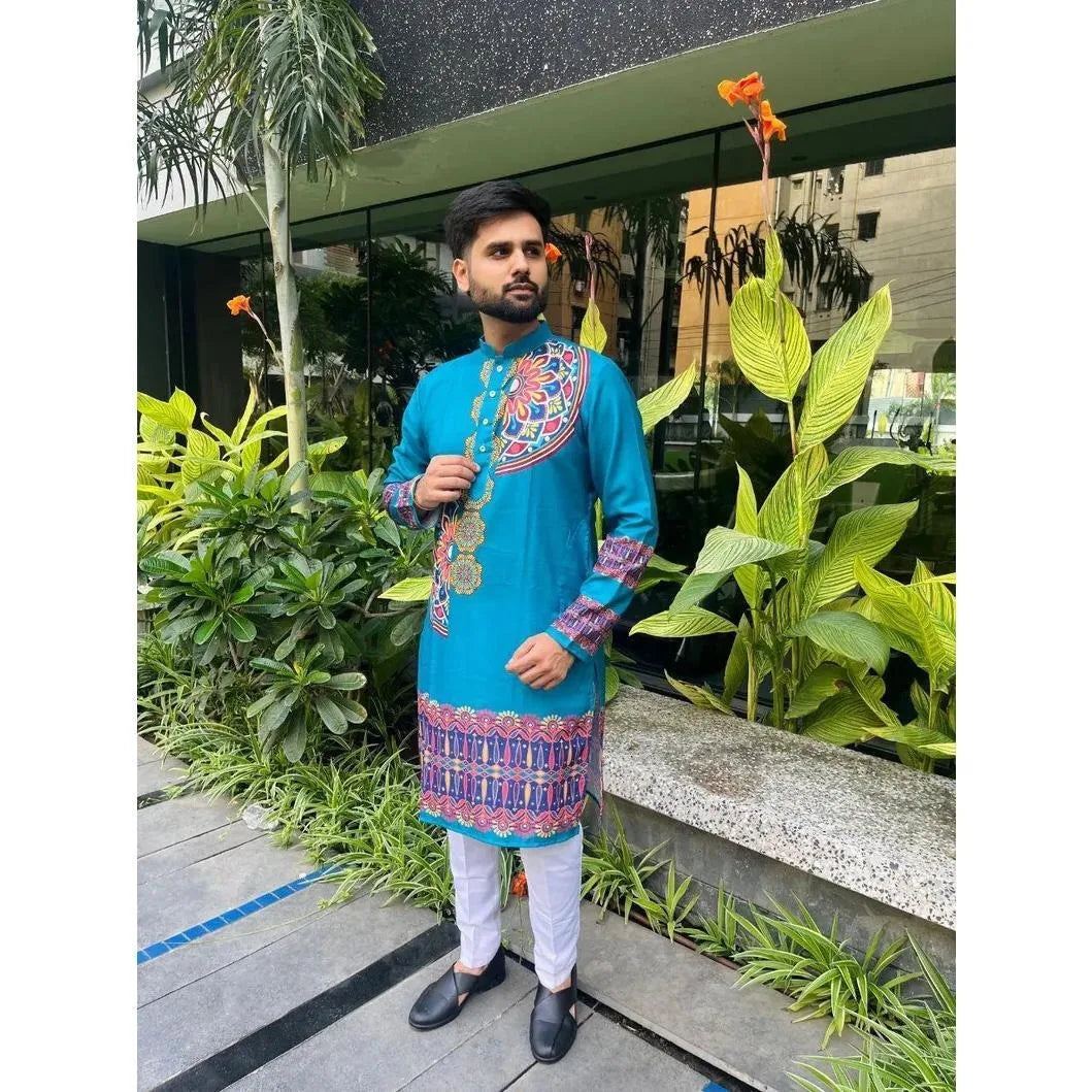 Men’s Kurta Caftan Robe – Long Sleeve Ethnic Traditional Wear