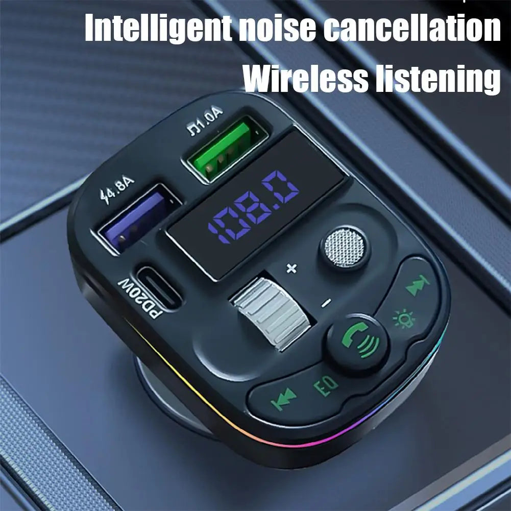Bluetooth 5.3 FM Transmitter Handsfree Car AUX Radio Modulator MP3 Player with PD20W 12V-24V Fast Charge Adapter Car Accessories