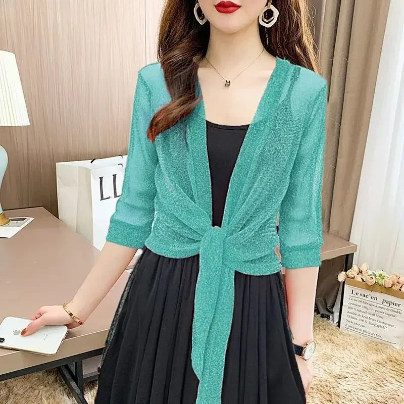 Breathable Plus Size Lace Cropped Shrug Cardigan Women's 2025 Summer Oversized Mesh Cover Up Bolero Beach Outerwear Women Tops