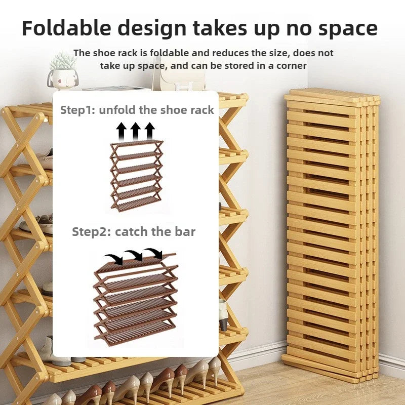 Foldable Multi-Level Shoe Rack – Space Saving Storage Organizer