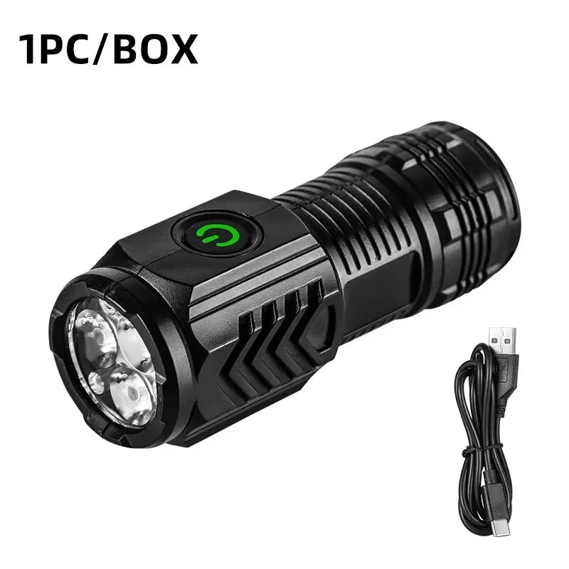 New Powerful Flashlight 3 Core LED Mini Tactical Flashlight Rechargeable High Power LED Torch Metal Pen Clip Hand Lamp