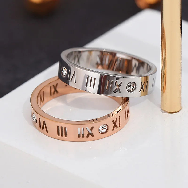 Roman Numeral Stainless Steel Ring – Unisex Fashion Band