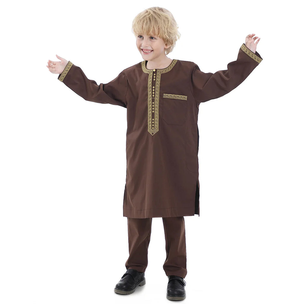 Boys Islamic Thobe – Kids Long Sleeve Traditional Robe