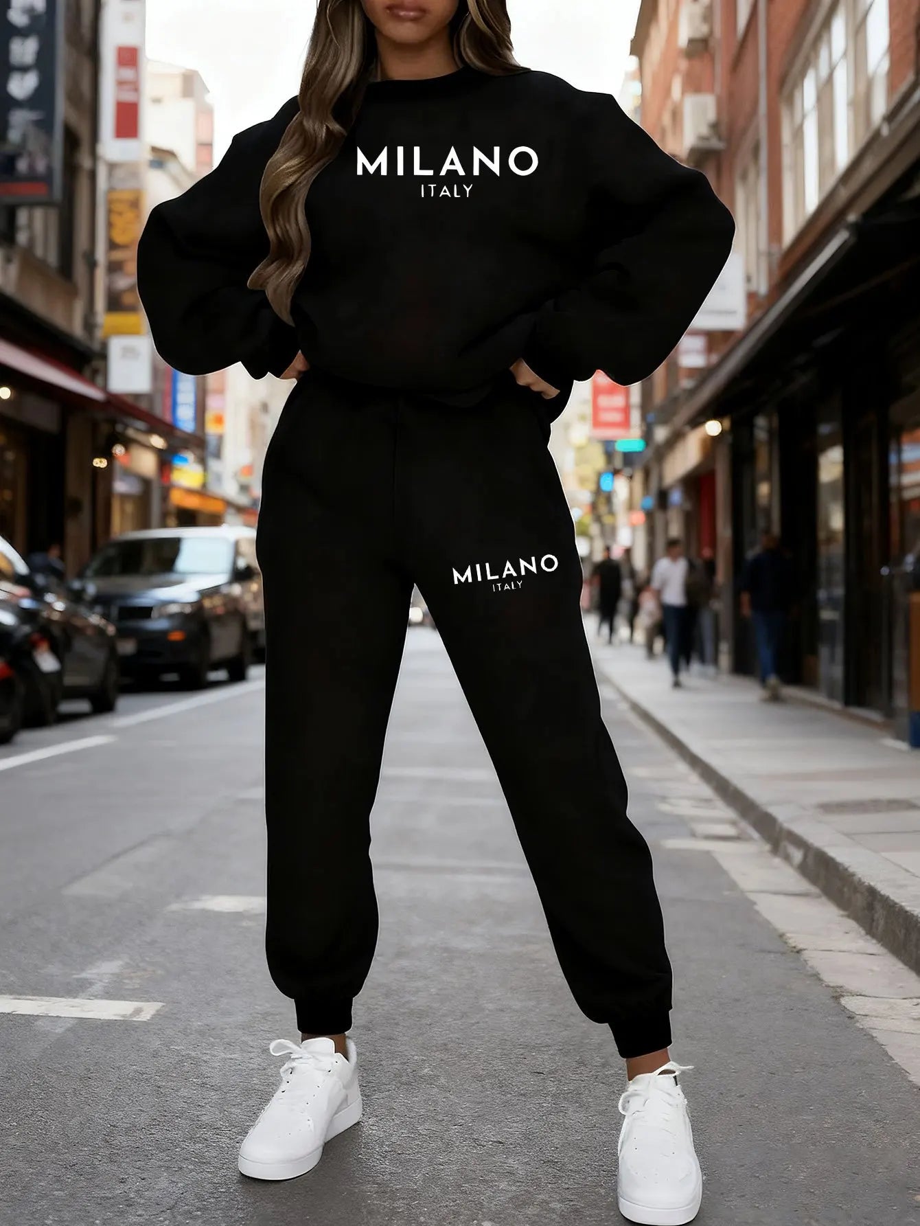 Women’s Warm Hoodie Sweatpants Set Plush Fleece Two Piece Outfit