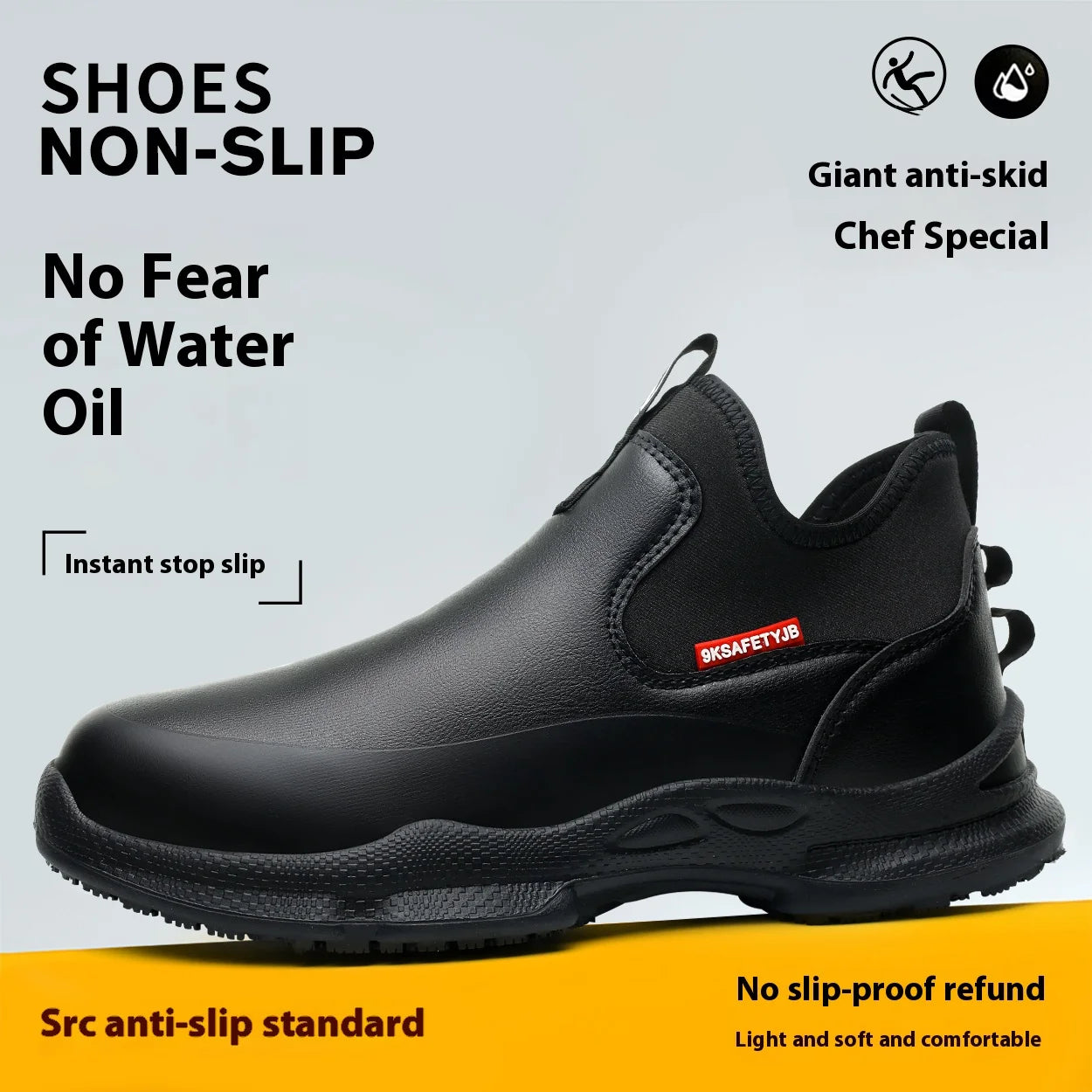 Chef Shoes Four Seasons Anti Slip Oil Resistant Business Casual Men's Work Shoes Fashion Comfort Soft Soled Waterproof Shoes