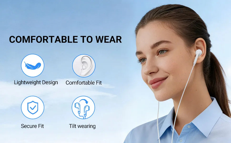 Headphones for iPhone 17 16 15, Wired Type C Earphones Built-in Microphone & Volume Control, HiFi Stereo Sound Earbuds
