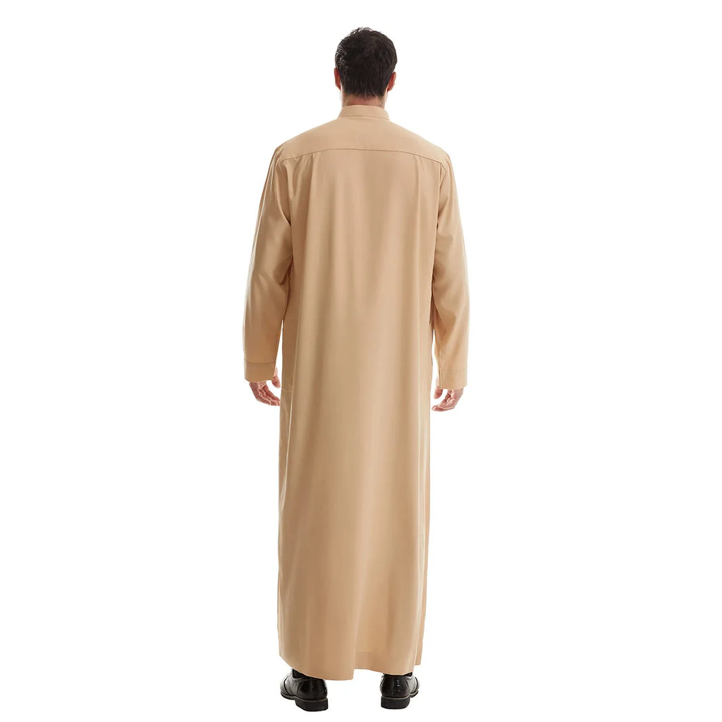 Men’s Muslim Abaya Kaftan Thobe – Long Sleeve Pullover Robe