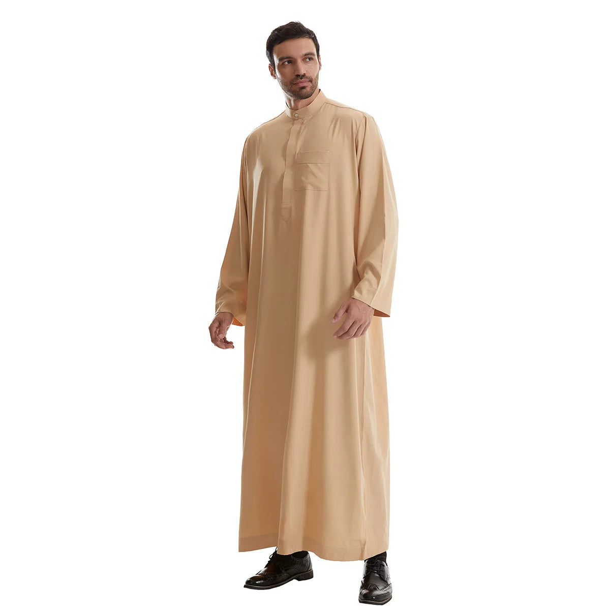 Men’s Muslim Abaya Kaftan Thobe – Long Sleeve Pullover Robe