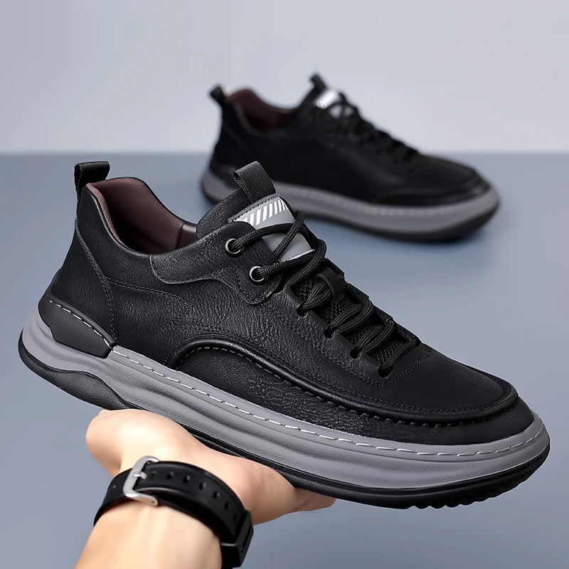 Sport Shoes Genuine Leather Men's Shoes  Brand Casual Shoes Lace up Mens Sneakers Italian Breathable Tenis  Skateboard Shoe