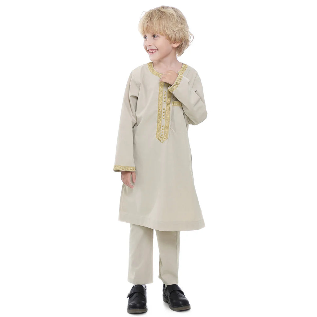 Boys Islamic Thobe – Kids Long Sleeve Traditional Robe