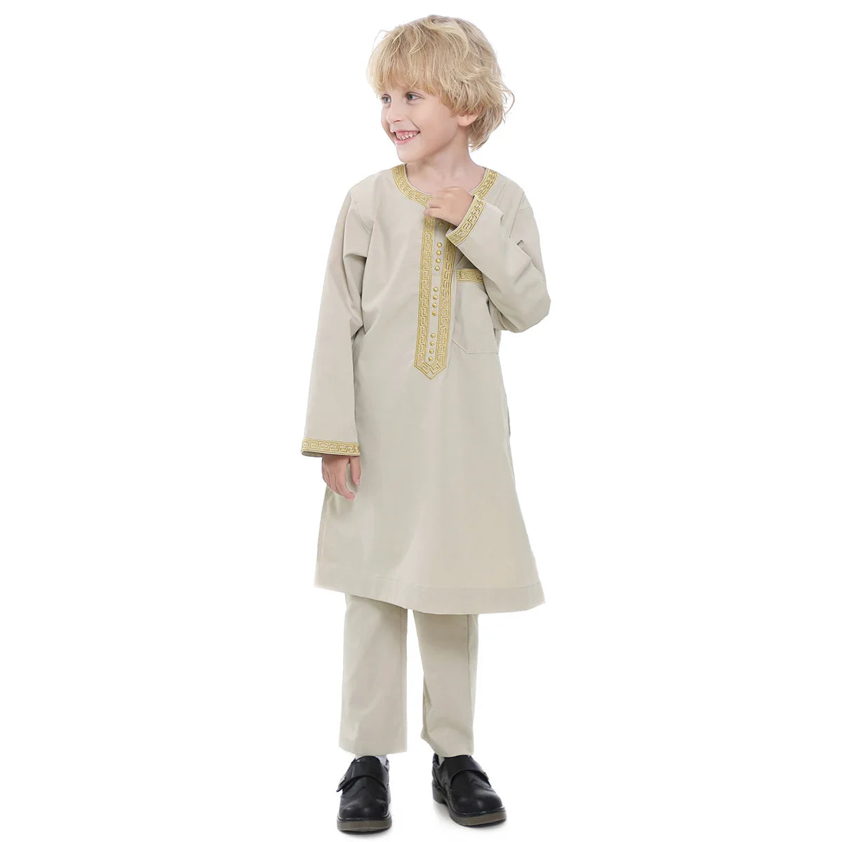 Boys Islamic Thobe – Kids Long Sleeve Traditional Robe