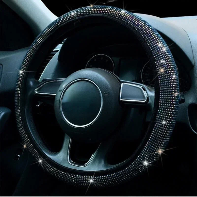 37/38cm Car Steering Wheel Cover Universal Bling Diamond Rhinestones Elasticity Interior Car Accessories for Four Seasons