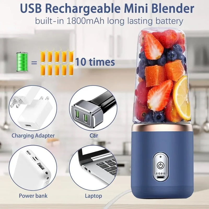 300mlPersonal Blender PortableMini Blender USB RechargeableSingle Serve Blender for Milkshakes and Smoothies Suitable for Travel