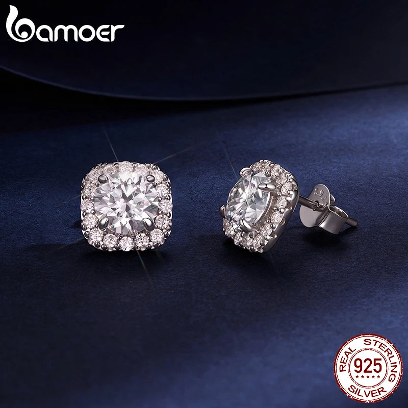 Necklace Stud Earrings 925 Sterling Silver Square Cut Diamond Wedding Engagement Jewelry Set
