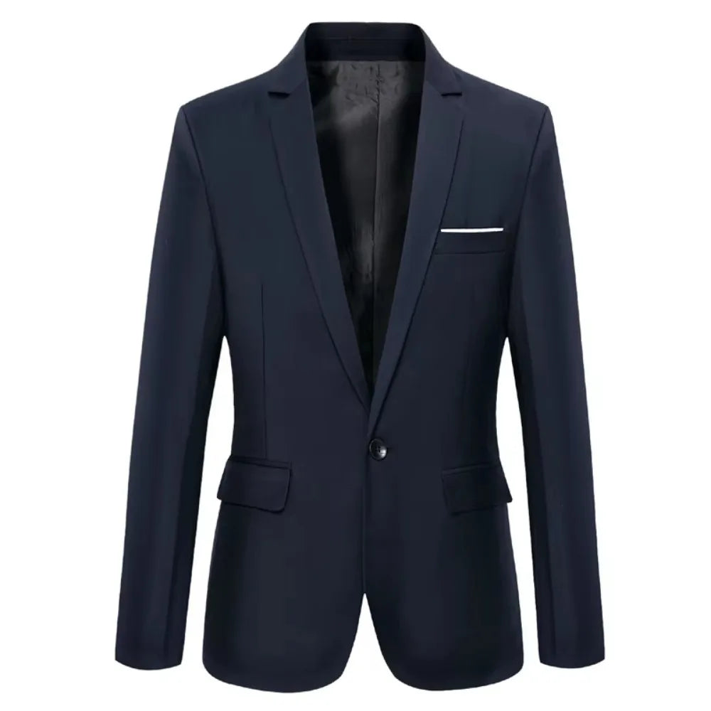 Men Blazer Single Button Cardigan Full Sleeve Slim Fit Turn Down Collar Top Blazer Solid Smart Casual Outwear Spring 2025