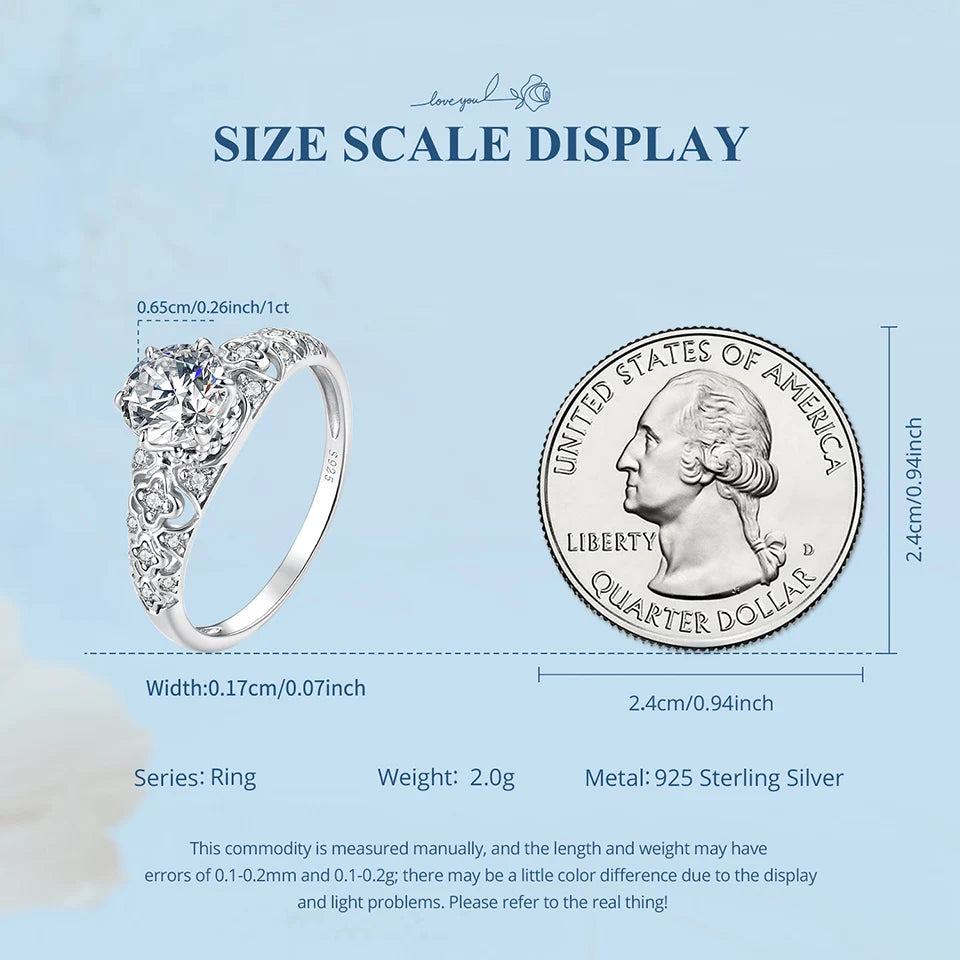 BAMOER  0.5-1CT Moissanite Crown Ring 925 Sterling Silver D Color VVS1 Women Eternal Guarding Rings Engagement Wedding Gift