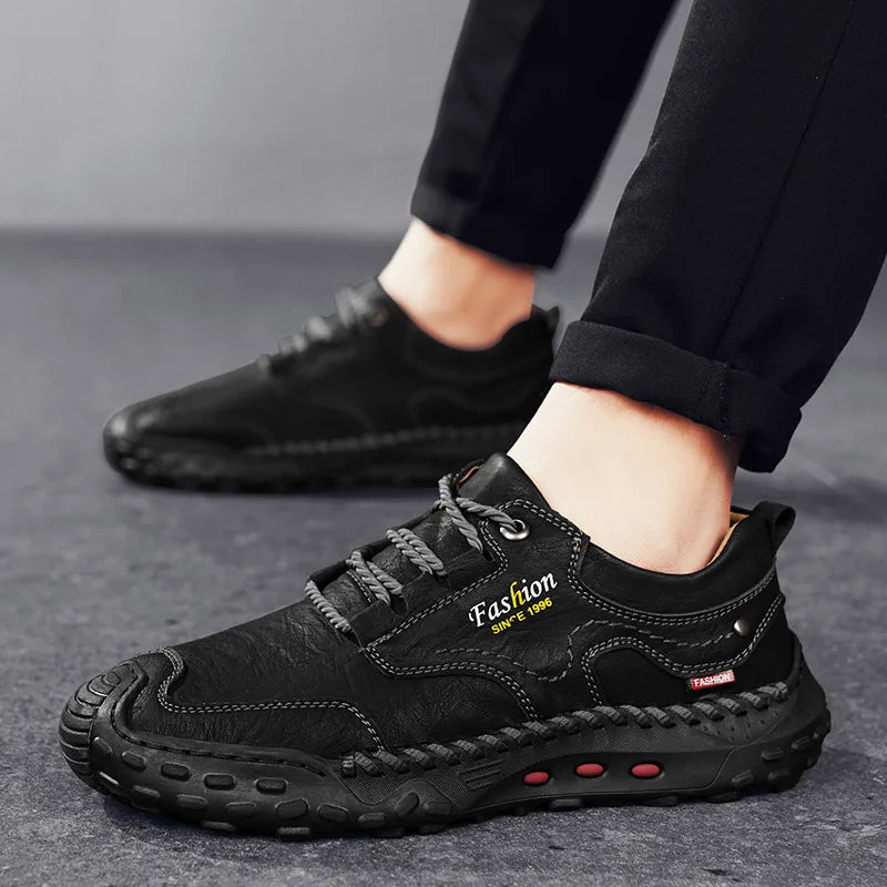 Outdoor Casual Leather Mens Shoes Retro Style Male Sneakers Adult Non-Slip Casual Desert Hiking Footwear Treking Shoes Trainers