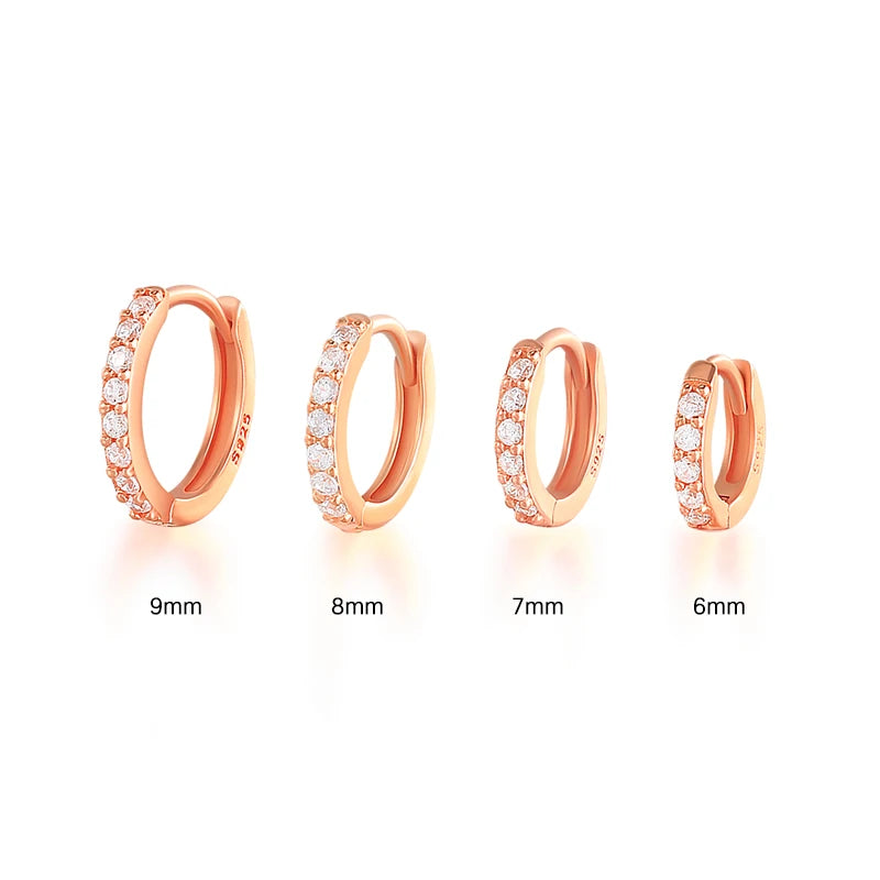 Sterling Silver Ear Hoop Piercing Earrings for Women 6mm 7mm 8mm 9mm Geometric Round Huggie Earings Fine Jewelry