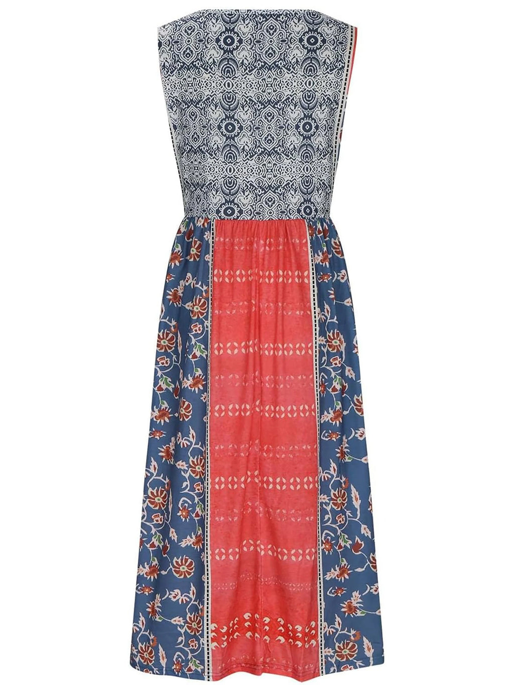 summer new! Women's sleeveless Bohemian floral casual beach MIDI sundress with pockets flowing and loose